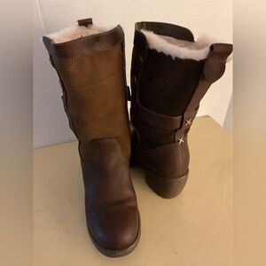 Emu women brown Leather suede waterproof heel Perisher boots size 8